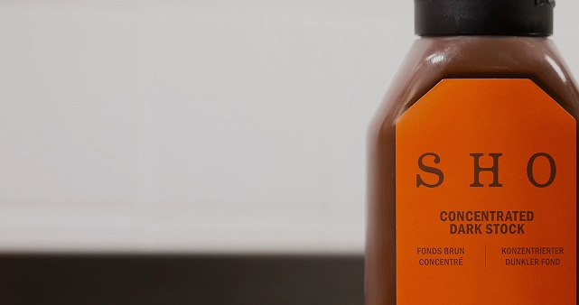SHO Concentrated Dark Stock bottle labeled as culinary bases