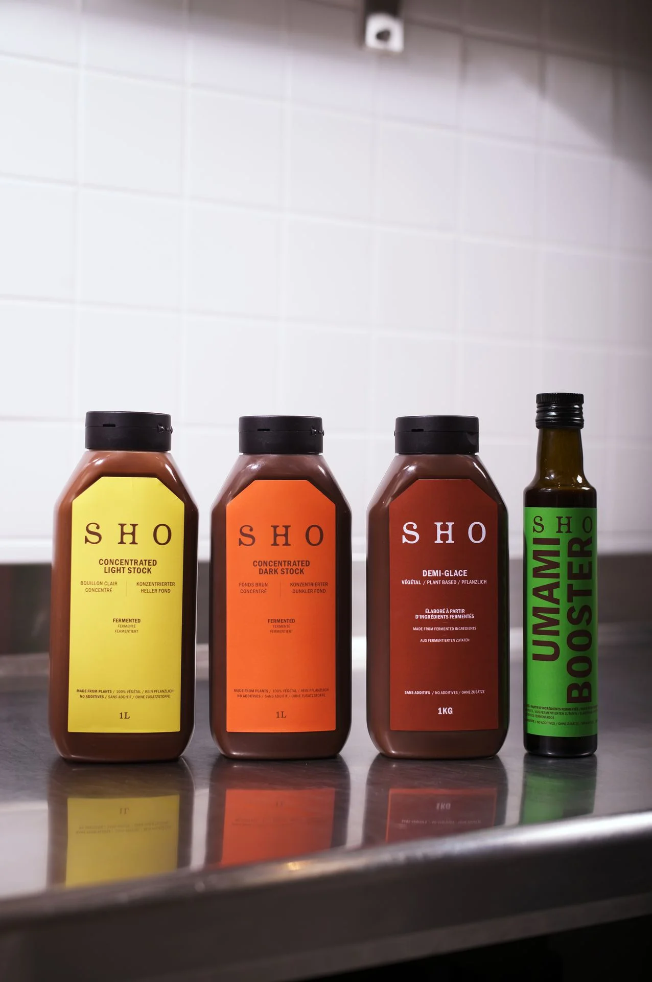 Full SHO product range of concentrated stocks and umami booster for prep to finishing in professional kitchens