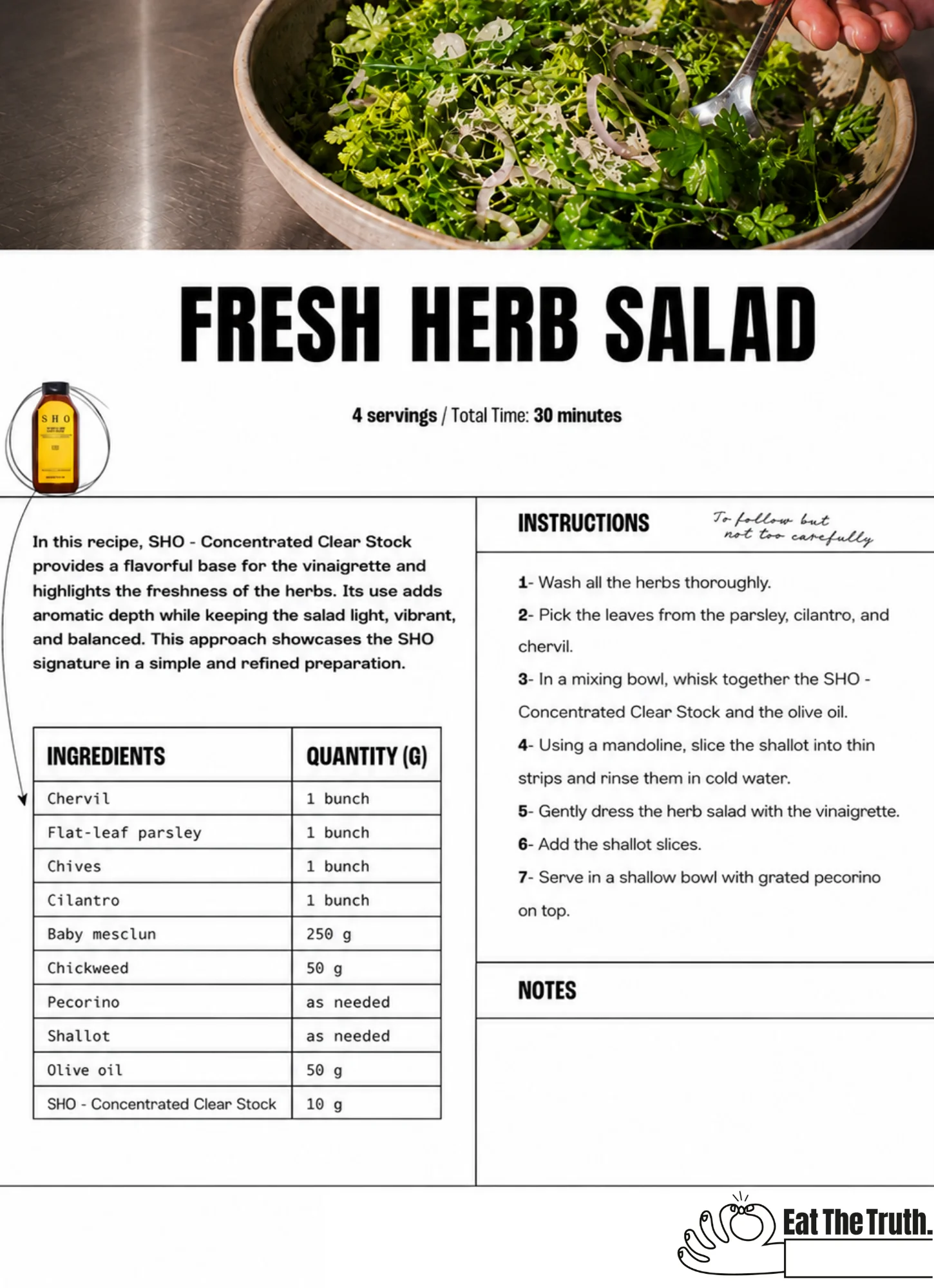 Fresh herb salad with parsley, cilantro, chives, and shallots being tossed in a bowl.